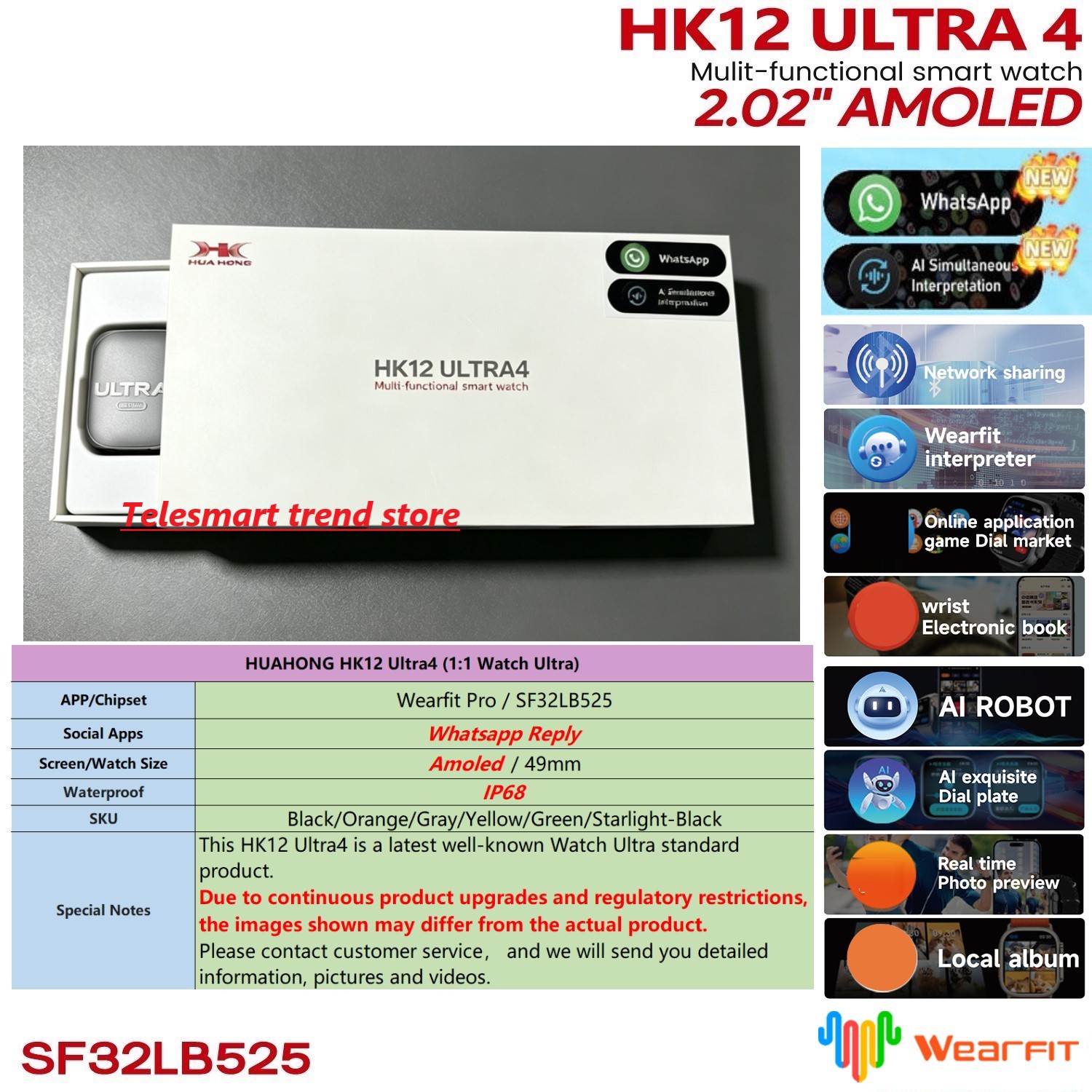 Nutrition Gym - Huahong Amoled HK12 Ultra4 Smartwatch Sport